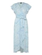 Vmpage S/L Long Wrap Dress Wvn Ga Blue Vero Moda