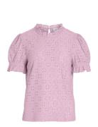 Vikawa S/S Flounce Top/Su - Noos Pink Vila