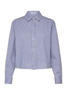 Striped Shirt With Rhinest Detail Blue Mango