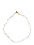 Irregular Pearls Necklace Gold Blue Billie