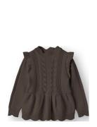 Alilly Peplum Pullover Brown Fliink