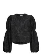 Zoey Double Pouf Sleeve Blouse Black Malina