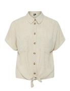 Pcpia Ss Tie Shirt Wvn Noos Beige Pieces