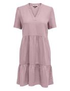 Onltiri-Caro S/S V-Neck Lin Dress Cc Pnt Purple ONLY