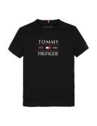Tommy Flag Hilfiger Reg Tee Ss Black Tommy Hilfiger