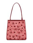 Flower-Embroidered Mesh Bag Red Mango