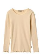 Rib T-Shirt Lace Ls Yellow Wheat