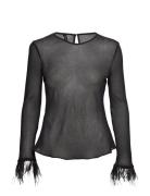 Blouse With Feather Detail Black Mango