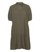 Flounced Dress With Lenzing™ Ecovero™ Khaki Esprit Collection