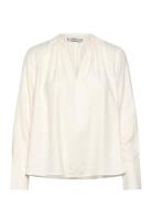 Soft Viscose V-Neck Ls Blouse White Tommy Hilfiger