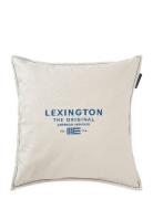 Logo Embroidered Linen/Cotton Pillow Cover Cream Lexington Home