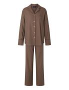 Caroline Organic Cotton Flannel Pajama Set Brown Lexington Home