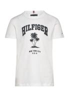 Hilfiger Palm Print Tee Ss White Tommy Hilfiger