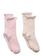 2 Pack Patterned Socks Pink Mango