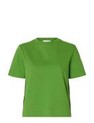 Slfessential Ss Boxy Tee Noos Green Selected Femme