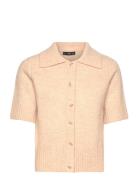 Short-Sleeved Cardigan With Shirt Collar Beige Mango