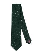 Green White Dots Silk Linen Green AN IVY