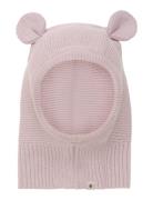 Balaclava Knit W. Ears Pink Huttelihut