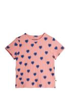 Outlined Hearts Aop Ss Tee Pink Mini Rodini