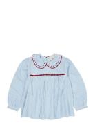 Seersucker Ls Tunic W. Hearts Blue Copenhagen Colors
