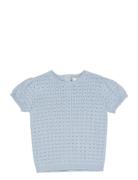Knitted Pointelle Blouse Blue Copenhagen Colors