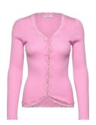 Rwbabette Ls V-Neck Regular Lace Ca Pink Rosemunde