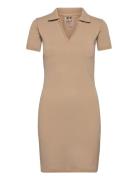 Ribbed Seamless Polo Dress Beige Aim´n