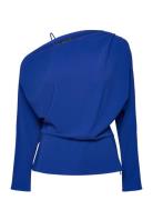 Asymmetrical Gathered Blouse Navy Mango