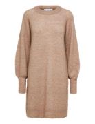 Slflulu Ls Knit Dress O-Neck Beige Selected