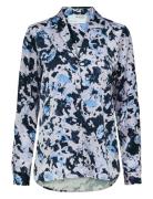 Slfaronia Ls Aop Satin Shirt B Purple Selected