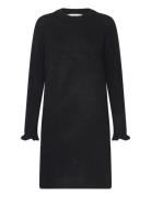 Slfsia Ras Frill Ls Knit Dress Black Selected