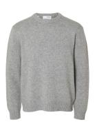 Slhcody Ls Knit Relaxed Crew Neck Noos Grey Selected