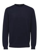 Slhberg Crew Neck Noos Navy Selected