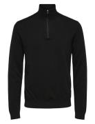 Slhberg Ls Half Zip Noos Black Selected