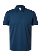 Slhfave Zip Ss Polo Navy Selected