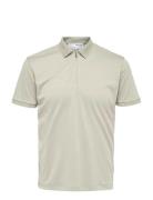 Slhfave Zip Ss Polo Cream Selected