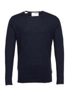 Slhrome Ls Knit Crew Neck Navy Selected
