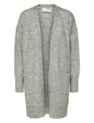 Slflulu New Ls Knit Long Cardigan B Noos Grey Selected