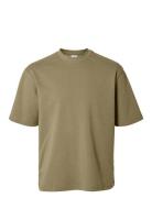 Slhlooseoscar Ss O-Neck Tee Noos Khaki Selected