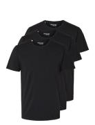 Slhroland Ss O-Neck Tee 3-Pack Noos Black Selected