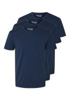 Slhroland Ss O-Neck Tee 3-Pack Noos Navy Selected
