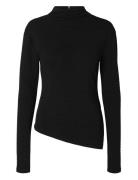 Slfganna Ls T-Neck Top Black Selected