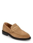 Slhcarter Suede Low Penny Loafer Beige Selected