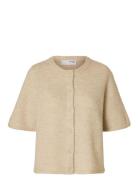 Slflulu 2/4 Knit Cardigan Noos Beige Selected