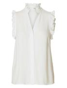 Slfviva Sl Sun Ruffle Top Noos White Selected
