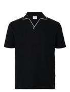 Slhsangev Split Neck Ss Polo Black Selected
