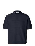Slhfoam Ss Knit Relaxed Structure Polo Navy Selected