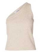 Slfanna Shoulder Top Beige Selected