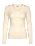 Rmwbalta Modal Ls Placket T-Shirt Cream RM By Rosemunde