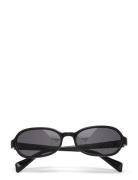 Thin Oval Frame Sunglasses Black Weekday